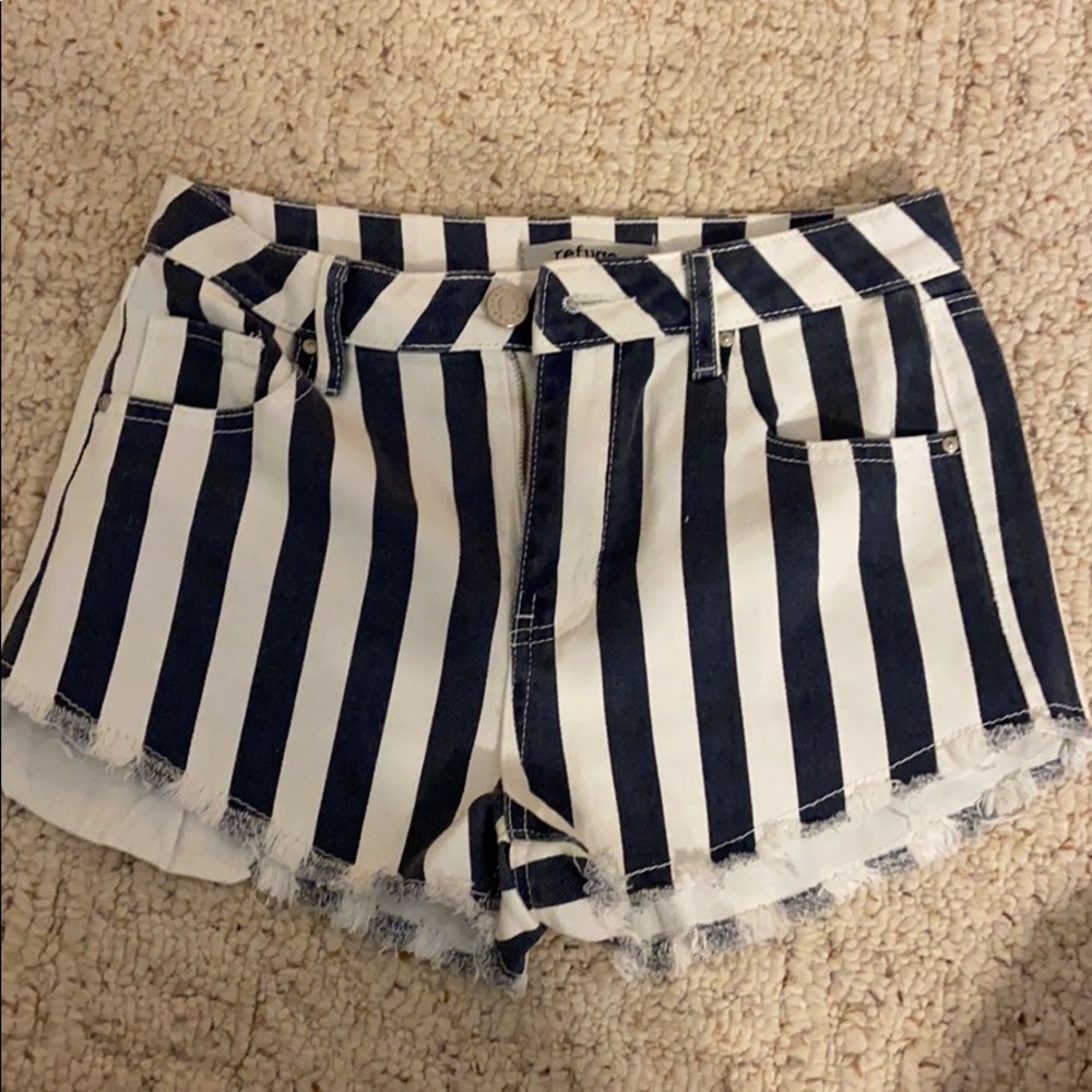 Navy Blue Striped Shorts